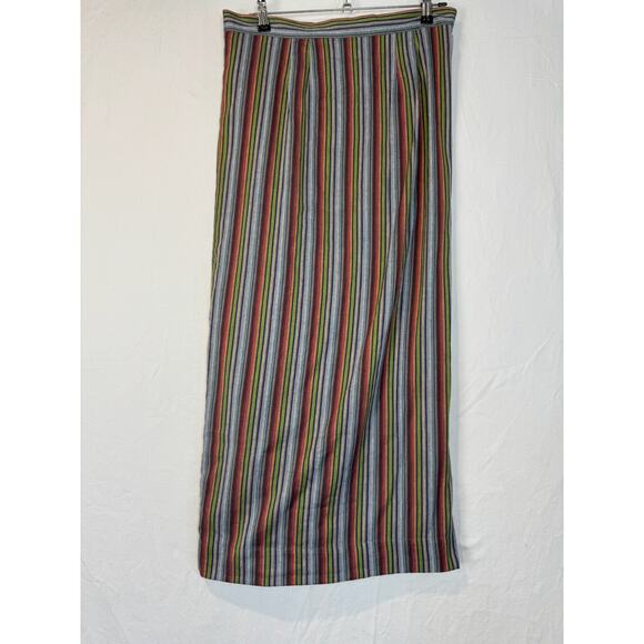 Vtg J Peterman Company Striped Wrap Skirt Multi-Color High Waist‎ Boho Size MED - Picture 3 of 5